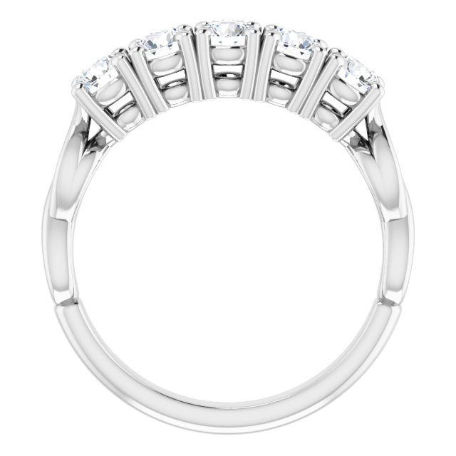 0.85 ct. Round Cut Diamond Wedding Band 5 Stone Anniversary Ring-VIRABYANI